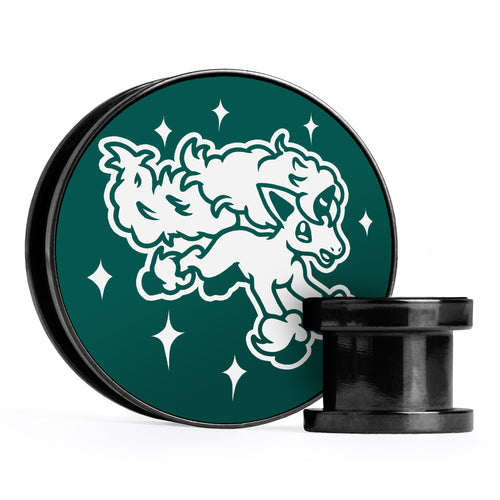 XD001 Shadow Lugia - Schwarzer Stahl-Ohr Stretching Plug mit schwarzer Einlage und Schraubverschluss