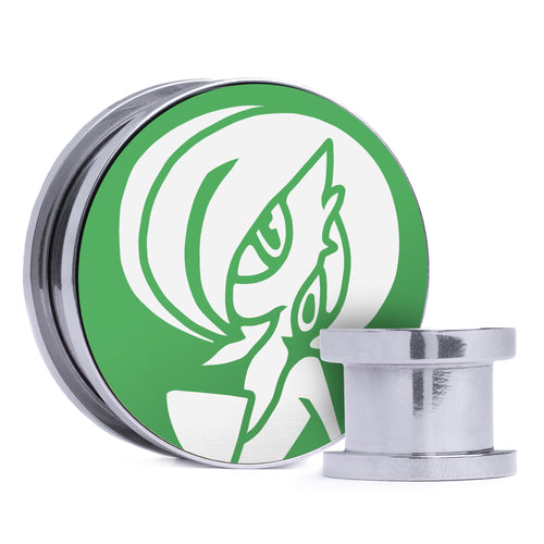Gardevoir - Green & White Inlay Steel Screw Back / Plug / Gauge