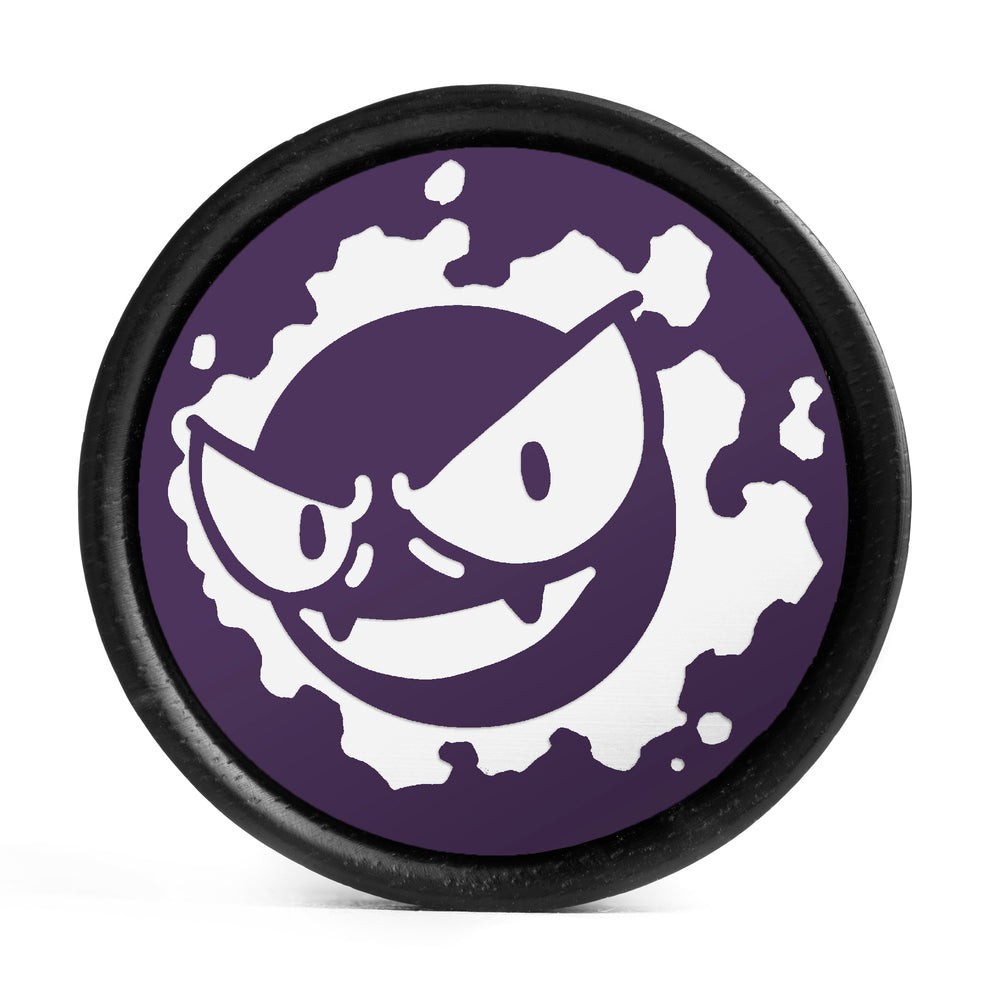 Gastly Plug / Gauge - Purple & White Inlay Ebony Wood | Convex Double Flare - Lasered To Order In House At Custom Plugs HQ