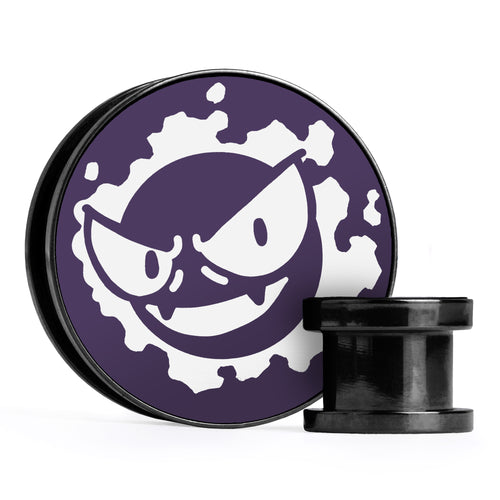 XD001 Shadow Lugia - Schwarzer Stahl-Ohr Stretching Plug mit schwarzer Einlage und Schraubverschluss