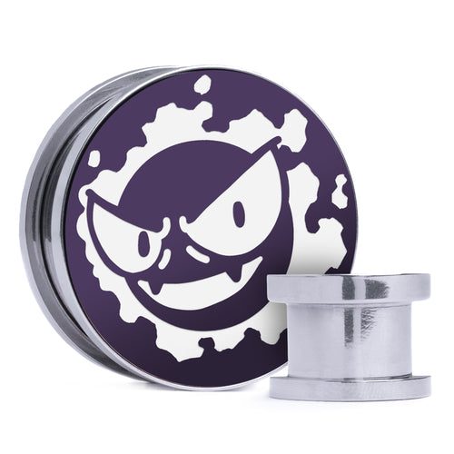 Gastly - Purple & White Inlay Steel Screw Back / Plug / Gauge