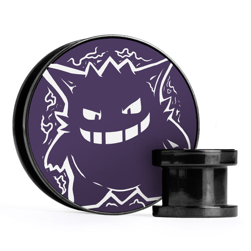 XD001 Shadow Lugia - Schwarzer Stahl-Ohr Stretching Plug mit schwarzer Einlage und Schraubverschluss