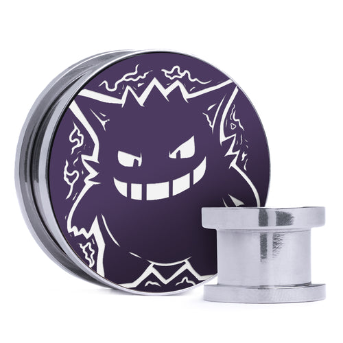Gengar - Purple & White Inlay Steel Screw Back / Plug / Gauge