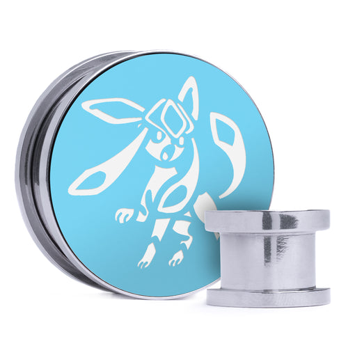 Glaceon - Light Blue & White Inlay Steel Screw Back / Plug / Gauge