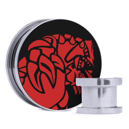 Groudon - Black & Red Inlay Steel Screw Back / Plug / Gauge