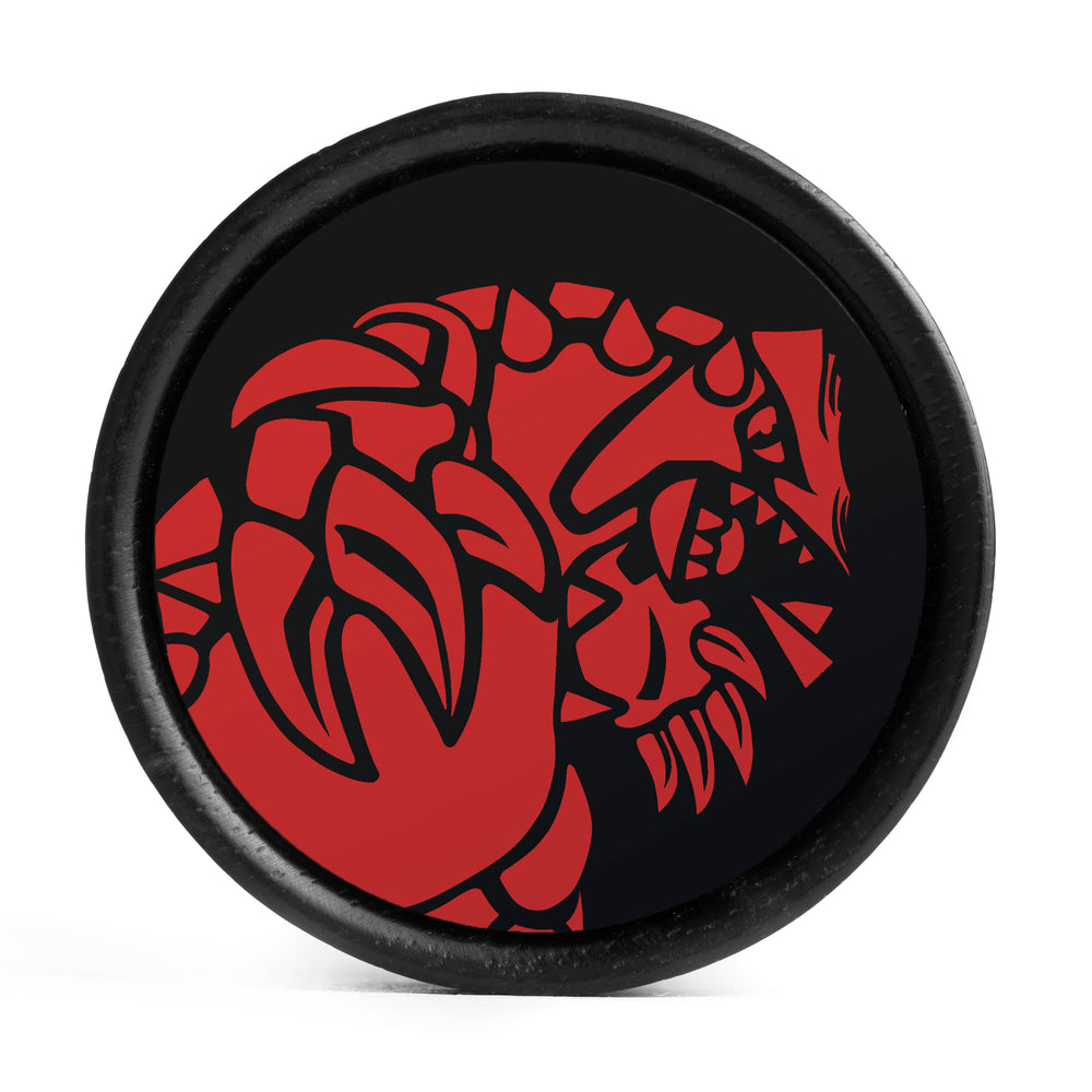 Groudon Plug / Gauge - Black & Red Inlay Ebony Wood | Convex Double Flare - Lasered To Order In House At Custom Plugs HQ