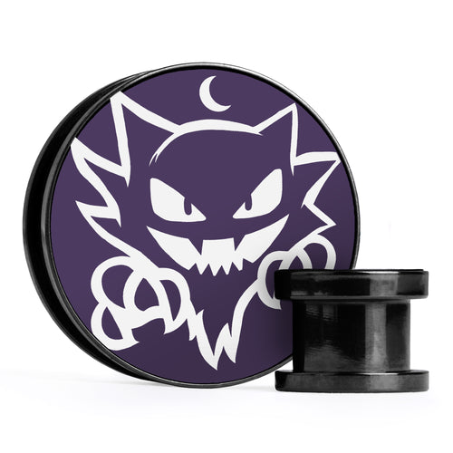 XD001 Shadow Lugia - Schwarzer Stahl-Ohr Stretching Plug mit schwarzer Einlage und Schraubverschluss