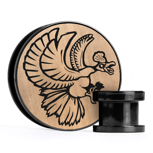 XD001 Shadow Lugia - Schwarzer Stahl-Ohr Stretching Plug mit schwarzer Einlage und Schraubverschluss