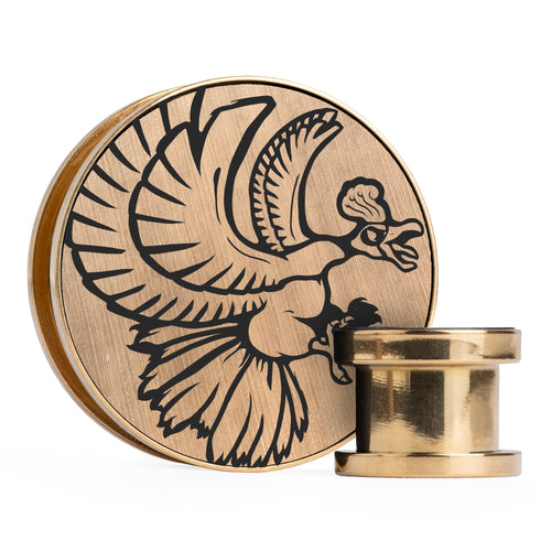 Rohling Aus Goldfarbenem Stahl, Double Flare Schraubverschluss, Für Einlage / Plug / Gauge