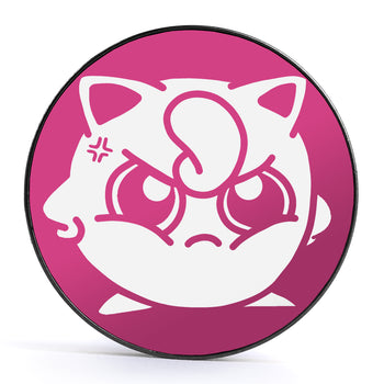 Jigglypuff - Pink & White Inlay Screwback Black Steel Ear Stretching Plug