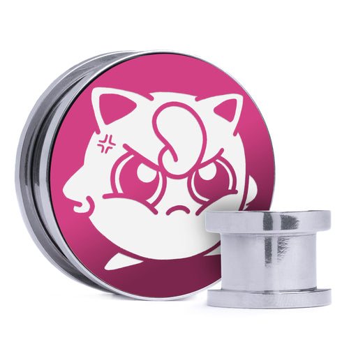 Jigglypuff - Pink & White Inlay Steel Screw Back / Plug / Gauge