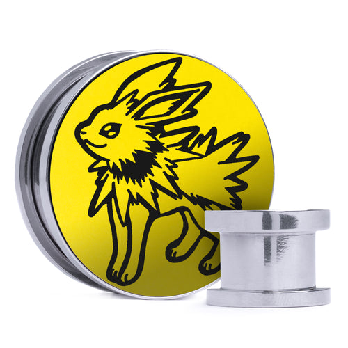 Jolteon - Yellow & Black Inlay Steel Screw Back / Plug / Gauge