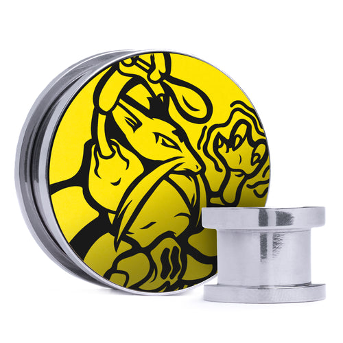 Kadabra - Yellow & Black Inlay Steel Screw Back / Plug / Gauge
