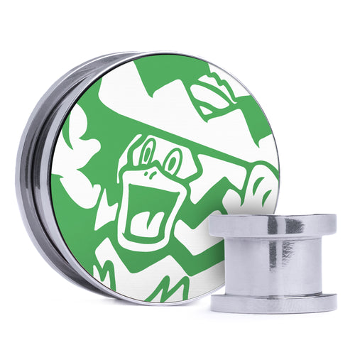 Ludicolo - Green & White Inlay Steel Screw Back / Plug / Gauge