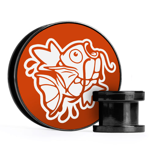 XD001 Shadow Lugia - Schwarzer Stahl-Ohr Stretching Plug mit schwarzer Einlage und Schraubverschluss