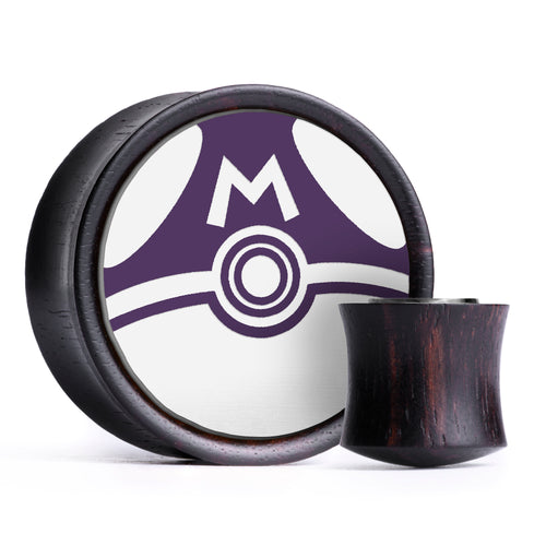 Masterball Plug / Gauge - Purple & White Inlay Ebony Wood | Convex Double Flare
