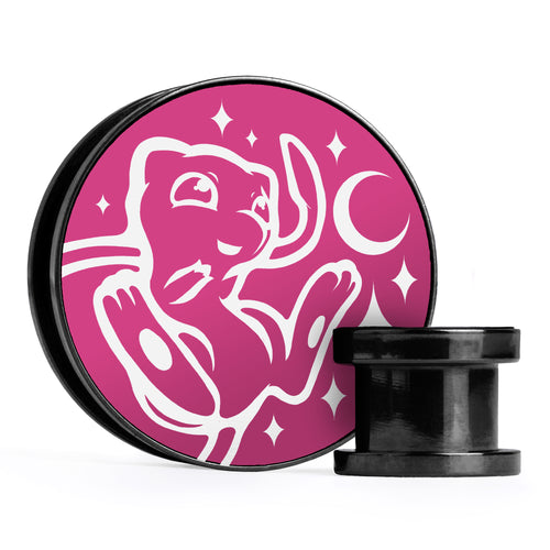 XD001 Shadow Lugia - Schwarzer Stahl-Ohr Stretching Plug mit schwarzer Einlage und Schraubverschluss