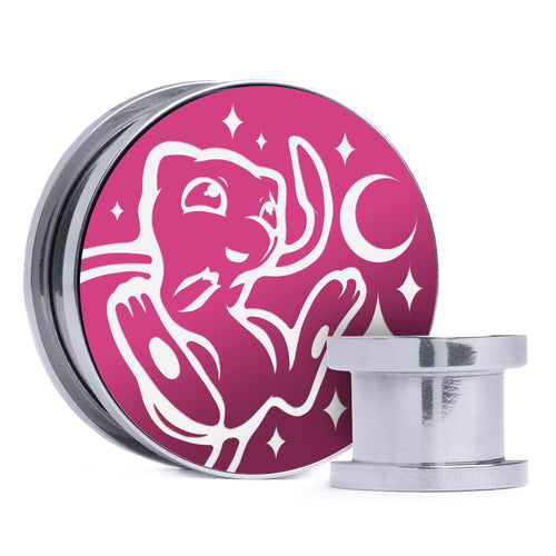 Mew - Pink & White Inlay Steel Screw Back / Plug / Gauge