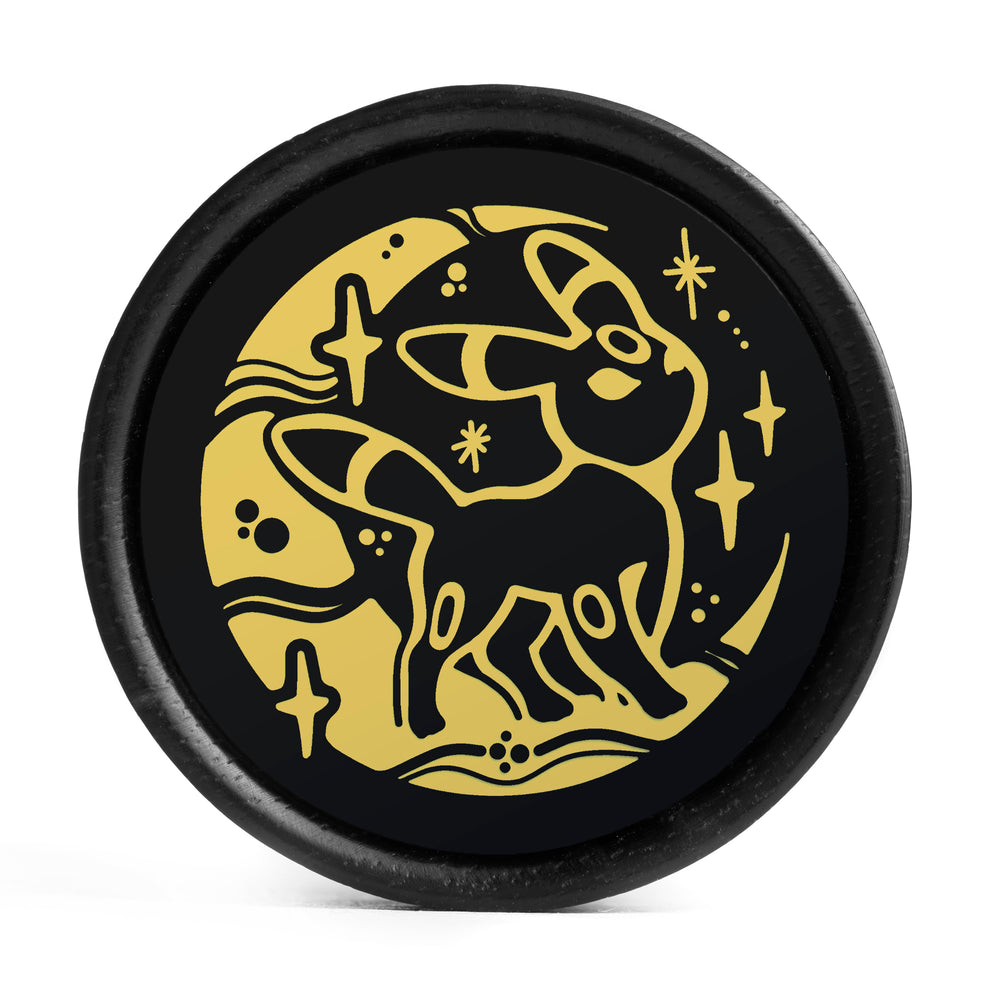 Moonlight Umbreon Plug / Gauge - Black & Gold Inlay Ebony Wood | Convex Double Flare - Lasered To Order In House At Custom Plugs HQ