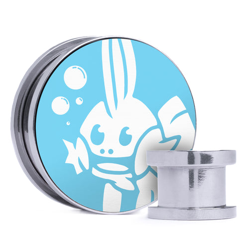 Mudkip - Light Blue & White Inlay Steel Screw Back / Plug / Gauge