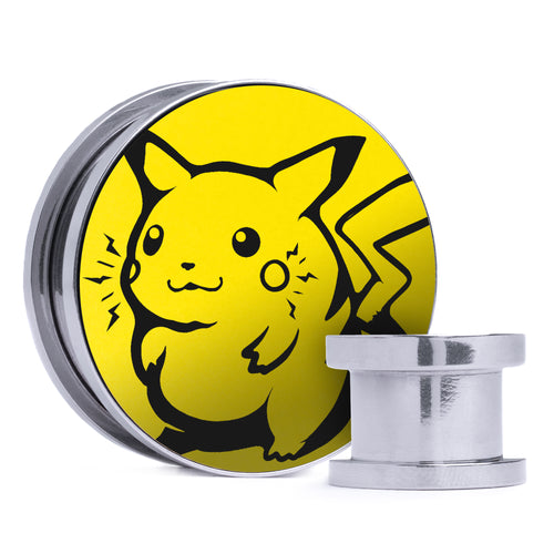 Pikachu - Yellow & Black Inlay Steel Screw Back / Plug / Gauge