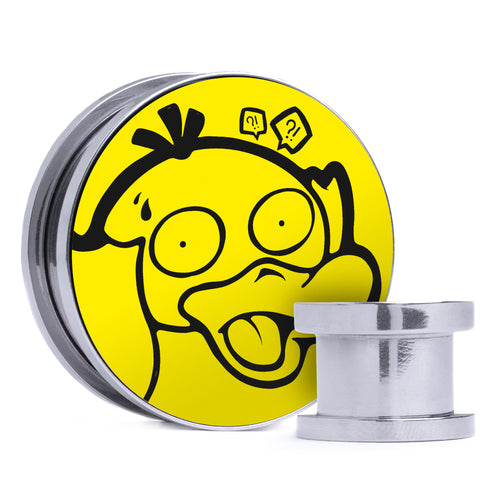 Psyduck - Yellow & Black Inlay Steel Screw Back / Plug / Gauge