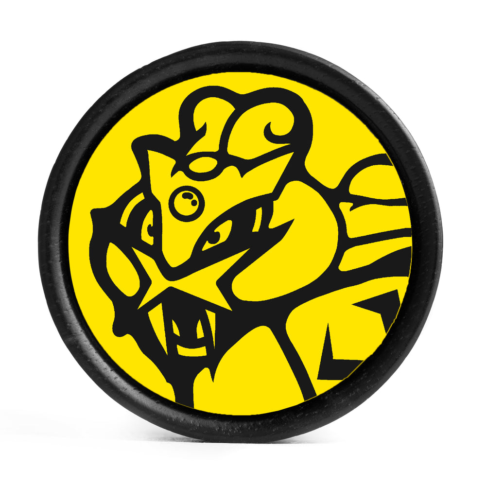 Raikou Plug / Gauge - Gelb & Schwarz Einlage Ebenholz | Konvexer Doppelflansch