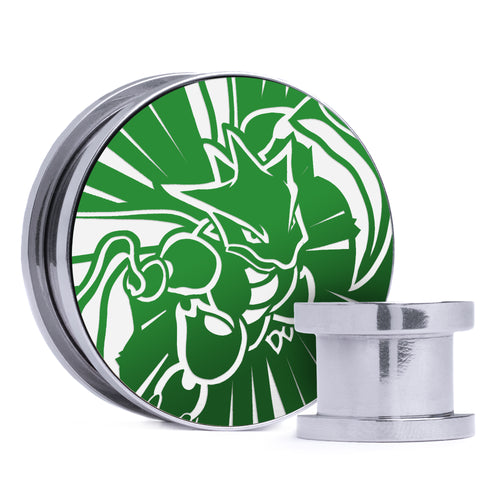 Scyther - Green & White Inlay Steel Screw Back / Plug / Gauge