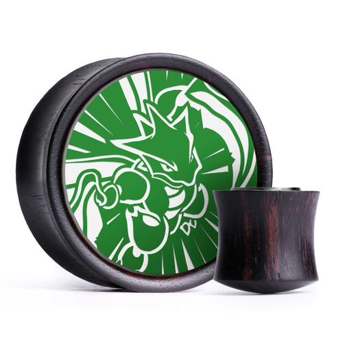 Scyther Plug / Gauge - Green & White Inlay Ebony Wood | Convex Double Flare