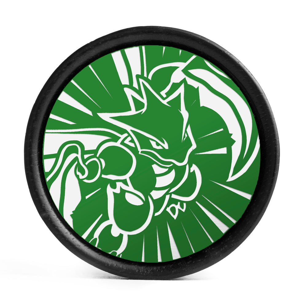Scyther Plug / Gauge - Green & White Inlay Ebony Wood | Convex Double Flare - Lasered To Order In House At Custom Plugs HQ