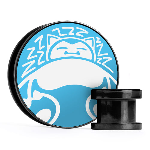 XD001 Shadow Lugia - Schwarzer Stahl-Ohr Stretching Plug mit schwarzer Einlage und Schraubverschluss