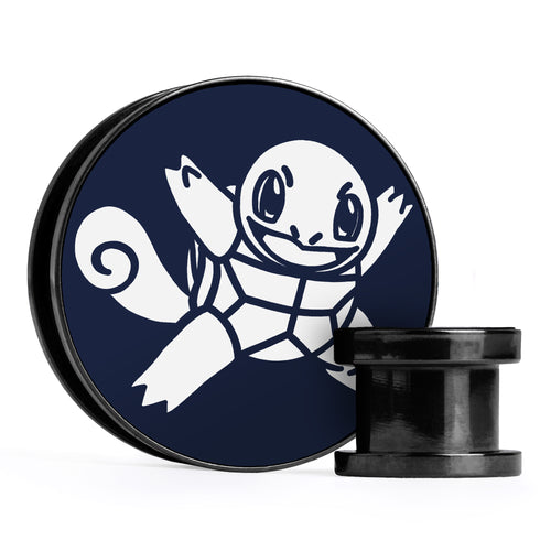 XD001 Shadow Lugia - Schwarzer Stahl-Ohr Stretching Plug mit schwarzer Einlage und Schraubverschluss