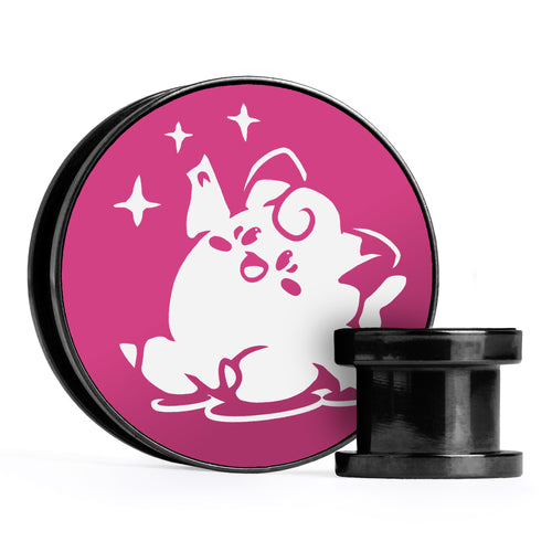 XD001 Shadow Lugia - Schwarzer Stahl-Ohr Stretching Plug mit schwarzer Einlage und Schraubverschluss