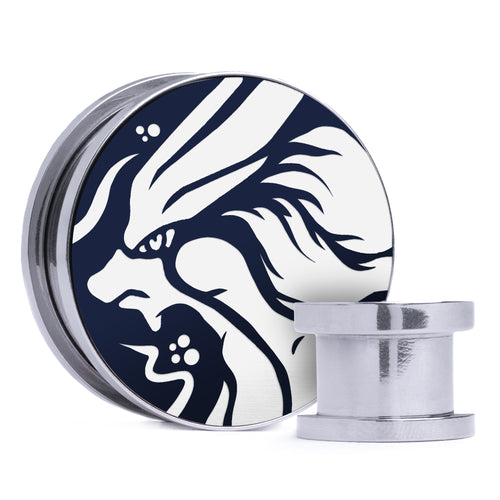 Suicune - Blue & White Inlay Steel Screw Back / Plug / Gauge