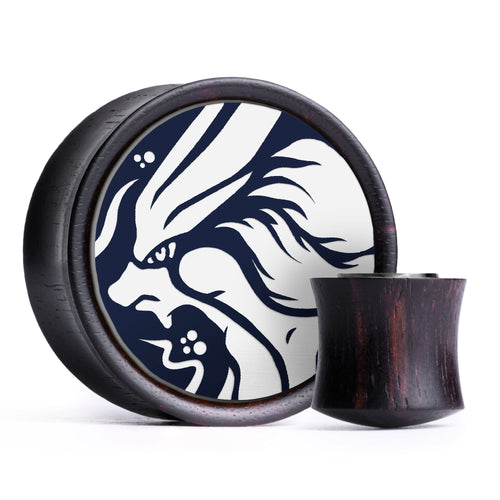 Suicune Plug / Gauge - Blue & White Inlay Ebony Wood | Convex Double Flare