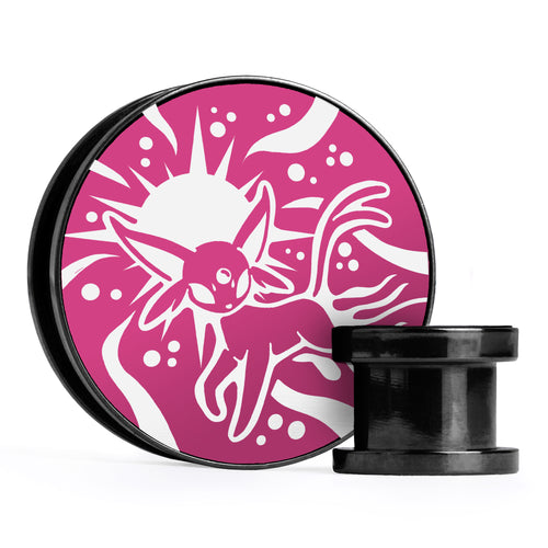 XD001 Shadow Lugia - Schwarzer Stahl-Ohr Stretching Plug mit schwarzer Einlage und Schraubverschluss