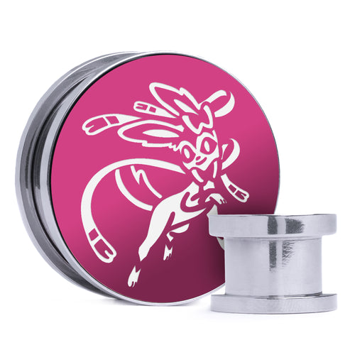 Sylveon - Pink & White Inlay Steel Screw Back / Plug / Gauge