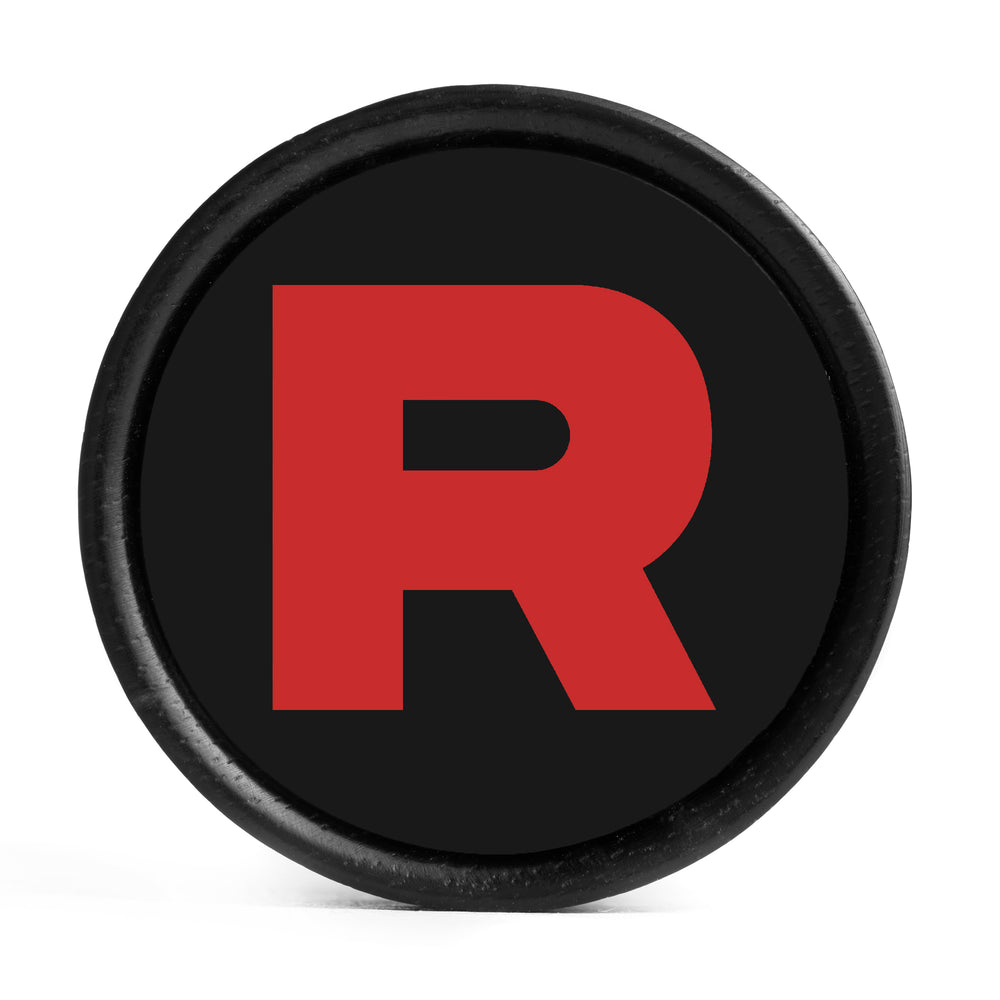 Team Rocket Plug / Gauge - Black & Red Inlay Ebony Wood | Convex Double Flare - Lasered To Order In House At Custom Plugs HQ