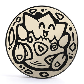 Togepi - Ivory & Black Inlay Screwback Black Steel Ear Stretching Plug