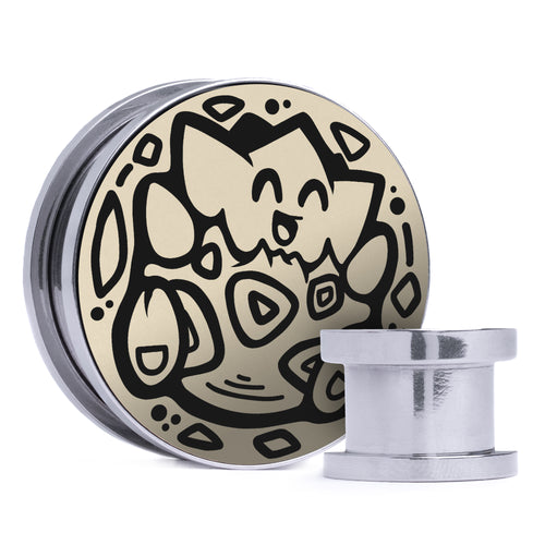 Togepi - Ivory & Black Inlay Steel Screw Back / Plug / Gauge