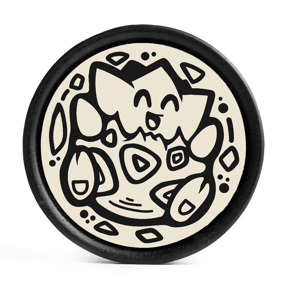 Togepi Plug / Gauge - Ivory & Black Inlay Ebony Wood | Convex Double Flare - Lasered To Order In House At Custom Plugs HQ