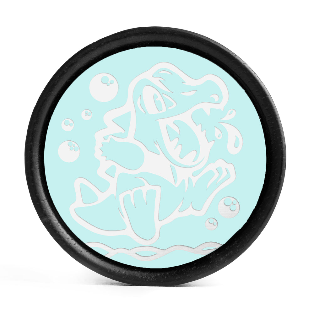 Totodile Plug / Gauge - Ice Blue & White Inlay Ebony Wood | Convex Double Flare - Lasered To Order In House At Custom Plugs HQ