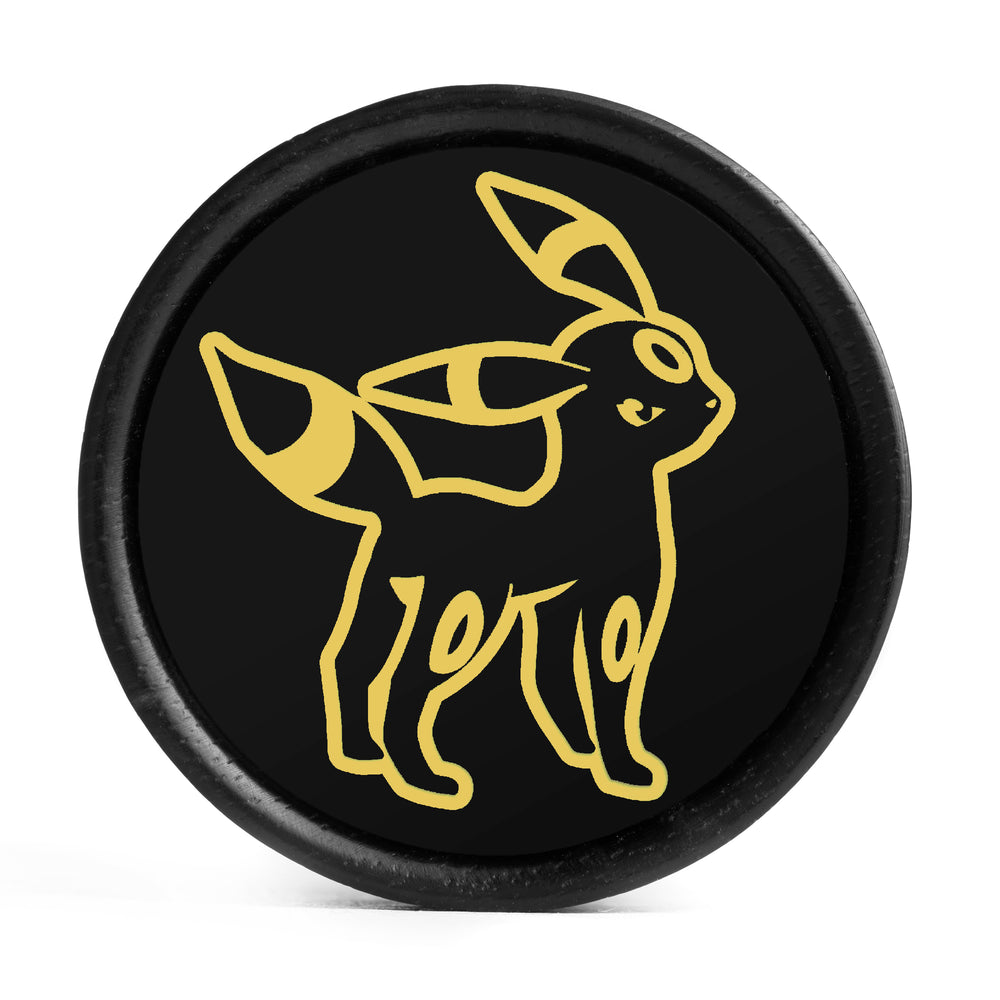 Umbreon Plug / Gauge - Black & Gold Inlay Ebony Wood | Convex Double Flare - Lasered To Order In House At Custom Plugs HQ