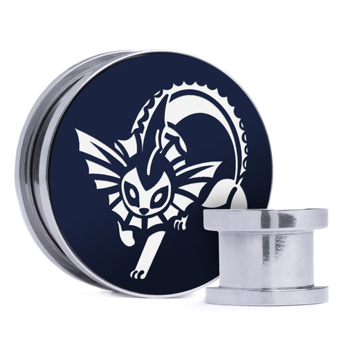 Vaporeon - Blue & White Inlay Steel Screw Back / Plug / Gauge