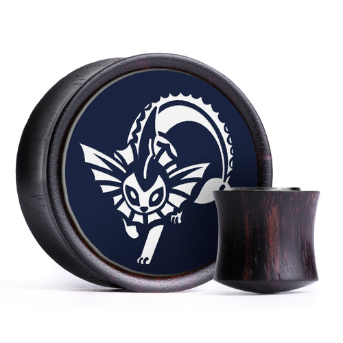 Vaporeon Plug / Gauge - Blue & White Inlay Ebony Wood | Convex Double Flare