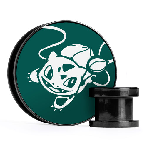 XD001 Shadow Lugia - Schwarzer Stahl-Ohr Stretching Plug mit schwarzer Einlage und Schraubverschluss