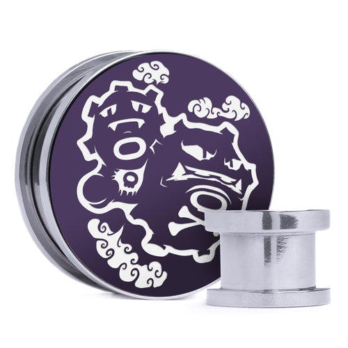 Weezing - Purple & White Inlay Steel Screw Back / Plug / Gauge