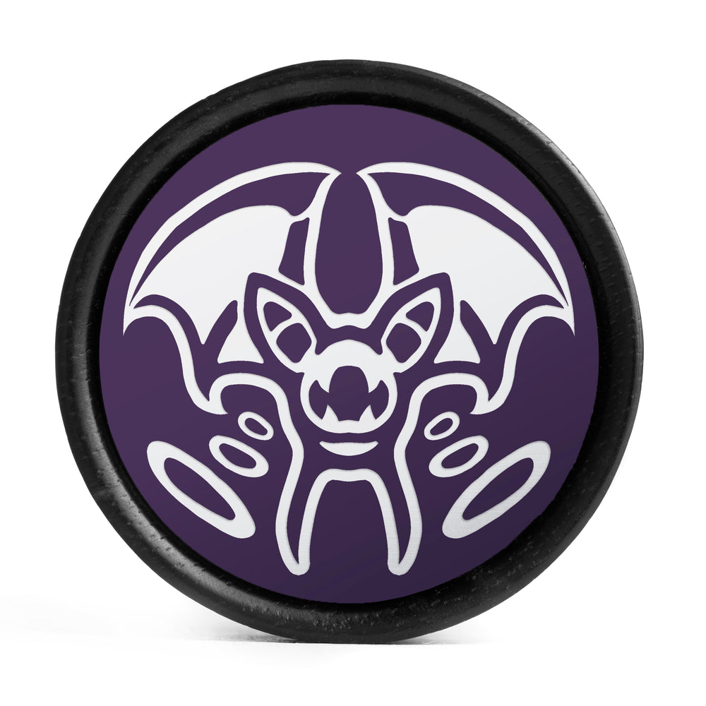 Zubat Plug / Gauge - Purple & White Inlay Ebony Wood | Convex Double Flare - Lasered To Order In House At Custom Plugs HQ
