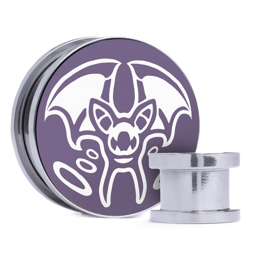 Zubat - Purple & White Inlay Steel Screw Back / Plug / Gauge