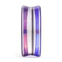 Bijou plug en verre double évasé violet irisé pour oreilles étirées / Gauge